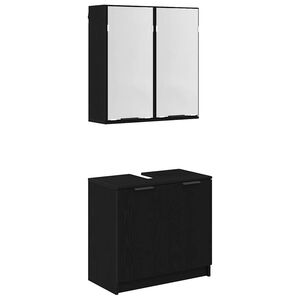 vidaXL Set di Armadi da Bagno 2 pcs Rovere Nero Legno multistrato