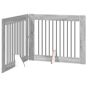 vidaXL Cancello per cani pieghevole con supporti 2 pz Sonoma grigio