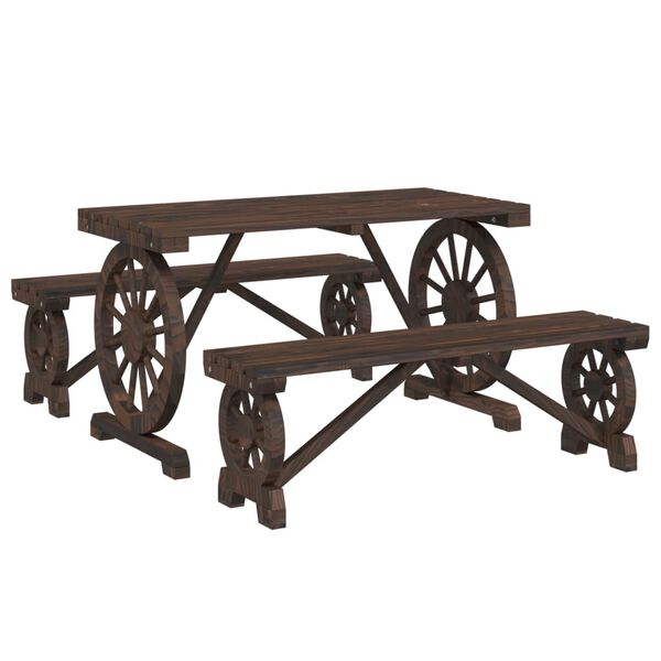 vidaXL Set da Pranzo da Giardino 3 pz in Legno Massello di Abete