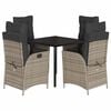 vidaXL Set da Pranzo da Giardino 5 pz con Cuscini in Polyrattan Grigio