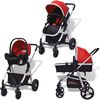 vidaXL Passeggino 3 in 1 in Alluminio Rosso e Nero