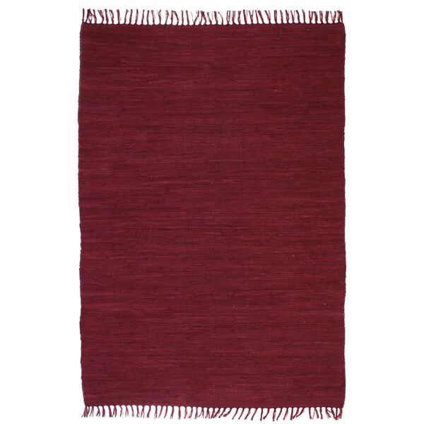 vidaXL Tappeto Chindi Tessuto a Mano in Cotone 120x170 cm Borgogna