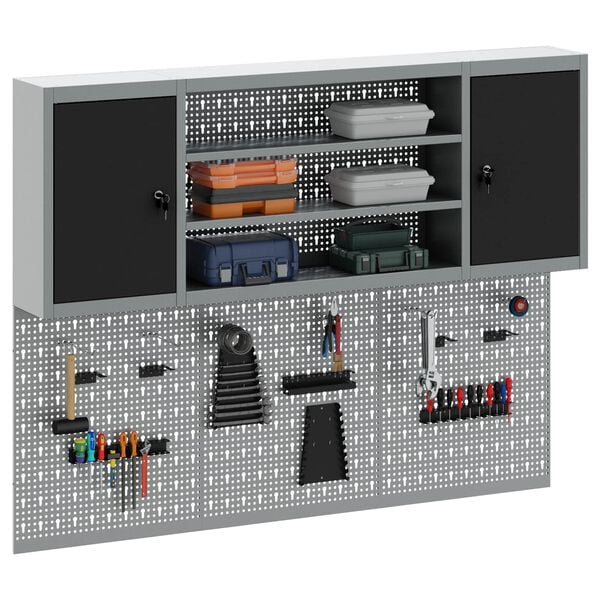 vidaXL Set di armadi per attrezzi con lo scaffale 4 pcs Nero