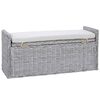 vidaXL Panchina con contenitore Bianco Lavato 110 x 40 x 50 cm Rattan