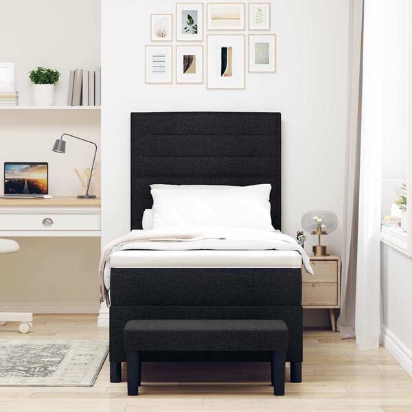 vidaXL Letto a molle con testiera Nero 100 x 200 cm Tessuto