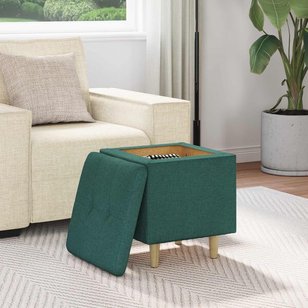vidaXL Pouf contenitore Verde Scuro 40 x 40 x 45 cm Tessuto