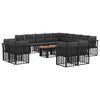 vidaXL Set Divano da Giardino 14 pz Nero e Grigio scuro polyrattan