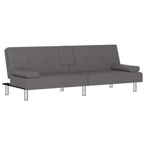 vidaXL Divano Letto con Portabicchieri in Similpelle Grigio