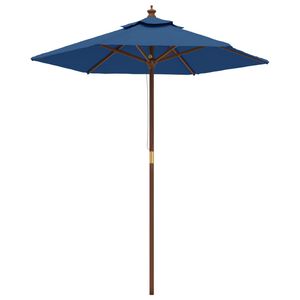 vidaXL Ombrellone da Giardino con Palo in Legno Azzurro 196x231 cm