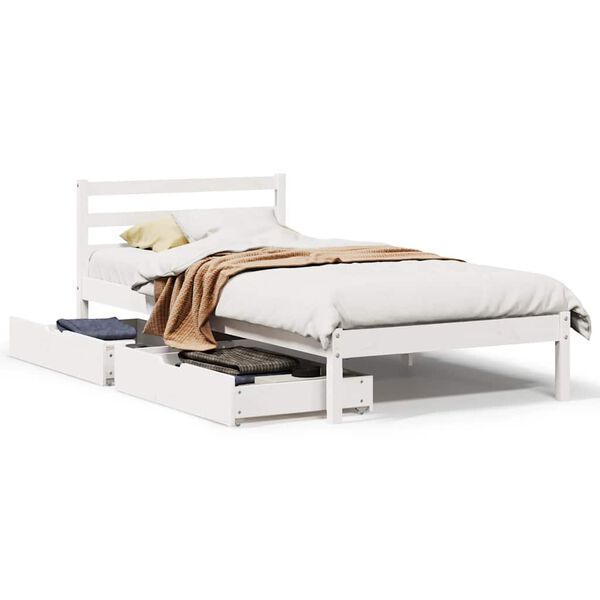 vidaXL Letto senza Materasso Bianco 90x190 cm in Legno Massello Pino