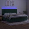 vidaXL Letto a Molle con Materasso e LED Verde Scuro 200x200cm Velluto