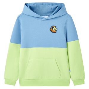 vidaXL Felpa con Cappuccio per Bambini Blu e Giallo Tenue 104