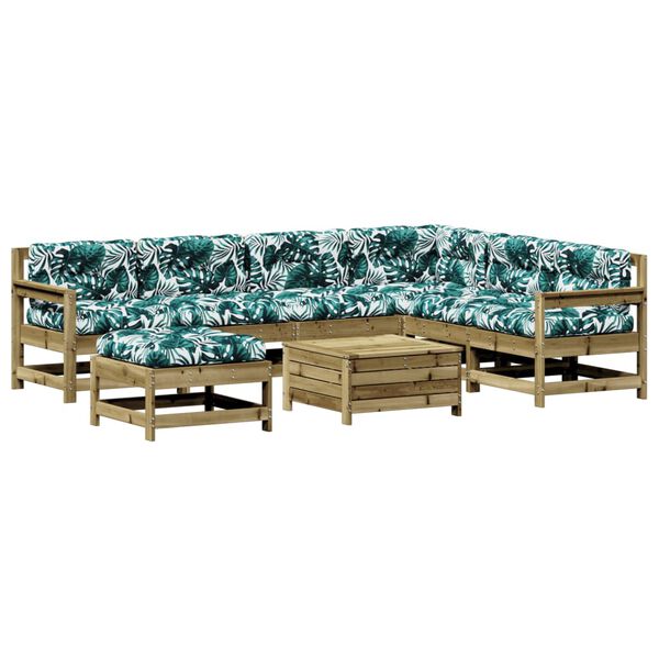vidaXL Set Divani da Giardino 8pz con Cuscini Legno Impregnato di Pino