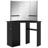 vidaXL Tavolino da Trucco Angolare con LED Nero 111x54x141,5 cm