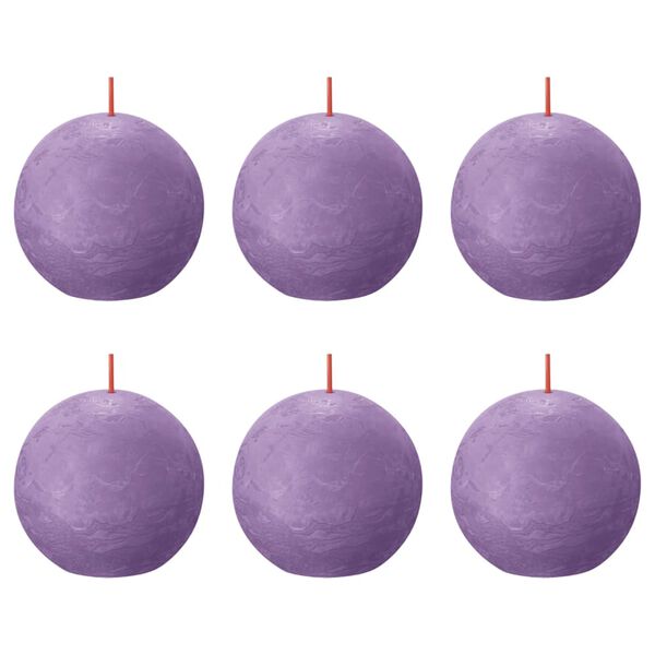 Bolsius Candele Rustiche a Sfera Shine 6 pz 76x71 mm Viola Vibrante