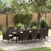 vidaXL Set da Pranzo per Giardino con cuscino 9 pcs Marrone polyrattan