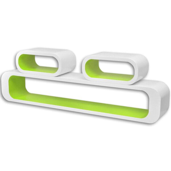 vidaXL Mensole a Cubo da Parete 6 pz Verde e Bianco