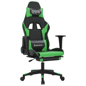 vidaXL Sedia da Gaming Massaggio Poggiapiedi Nero e Verde Similpelle