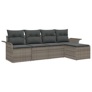 vidaXL Set Divano da Giardino con cuscino 5 pcs Grigio polyrattan