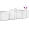 vidaXL Cesti Gabbioni ad Arco 5 pz 300x30x80/100 cm Ferro Zincato