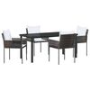 vidaXL Set da Pranzo per Giardino 5 pz Marrone e Nero Rattan in PE