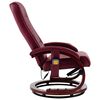 vidaXL Poltrona Massaggi Reclinabile e Sgabello Rosso Vino Similpelle