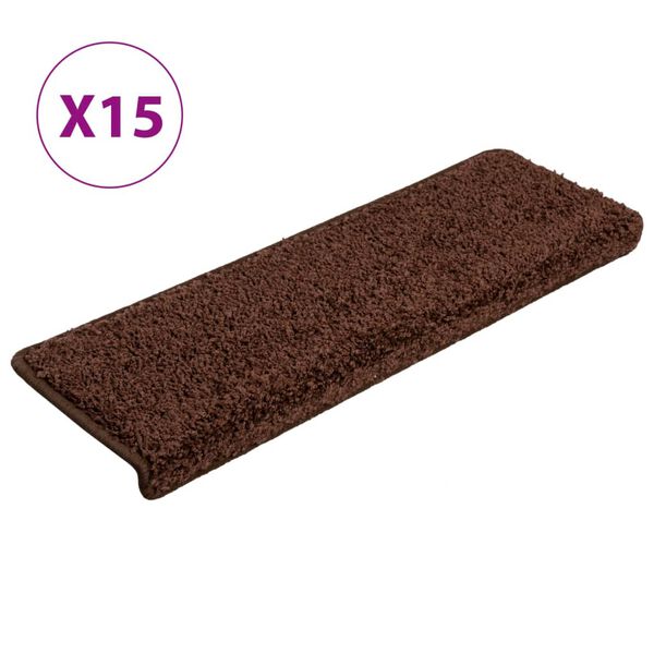 vidaXL Tappetini per scale 15 pz 65x21x4 cm Marrone Bordo rettangolare