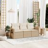 vidaXL Set Divano da Giardino 3 pz con Cuscini Beige in Polyrattan