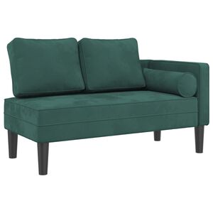 vidaXL Chaise Longue con Cuscini Verde Scuro in Velluto