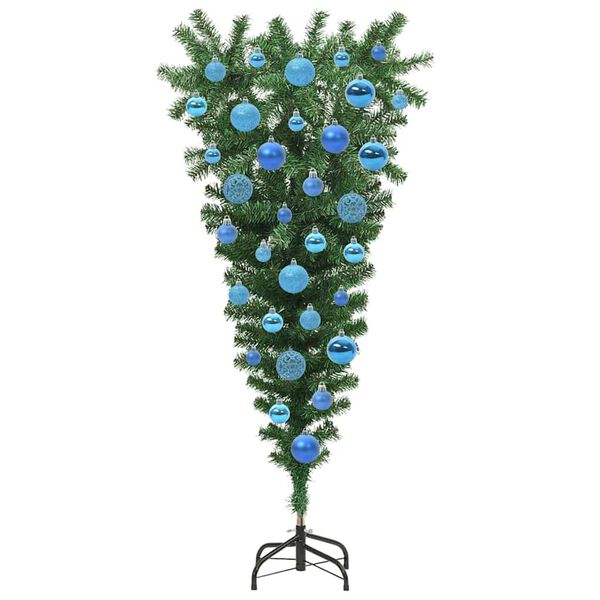 vidaXL Albero di Natale artificiale preilluminato capovolto con set di palline