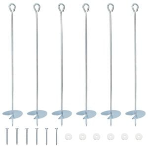 vidaXL Ancora per Terra 6 pz Metallo Galvanizzato Argento