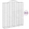 vidaXL Cesti Gabbioni ad Arco 15 pz 200x50x220/240 cm Ferro Zincato