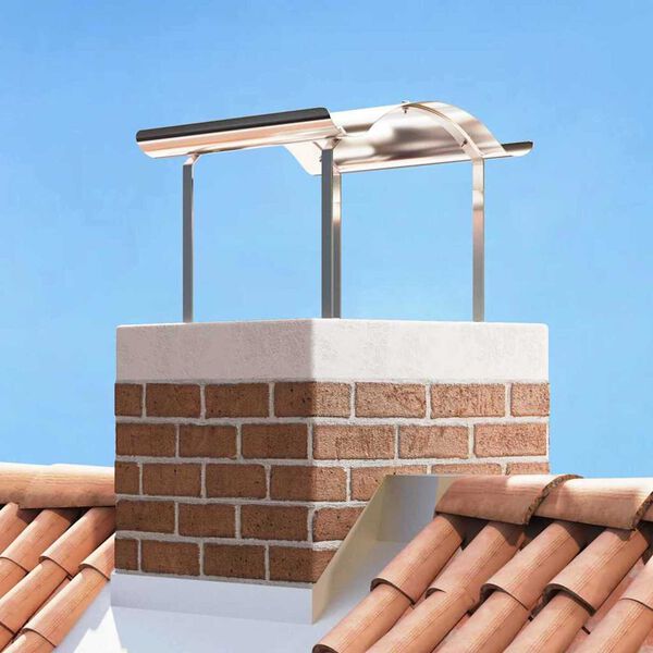 vidaXL Cappello per Camino Argento 59,5 x 50 x 36,5 cm