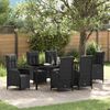vidaXL Set da Pranzo per Giardino con cuscino 7 pcs Nero polyrattan