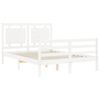 vidaXL Giroletto con Testiera Bianco Small Double Legno Massello