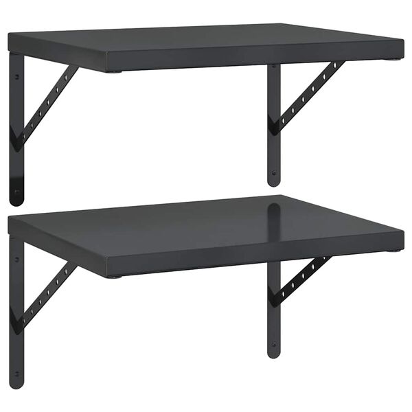 vidaXL Mensole a Muro 2 pz 50x40 cm Nero in Acciaio Inossidabile