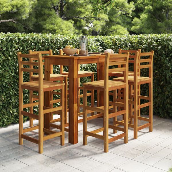 vidaXL Set da Bar da Giardino 7 pz in Legno Massello di Acacia