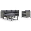 vidaXL Set Divani da Giardino 6 pz con Cuscini in Polyrattan Grigio