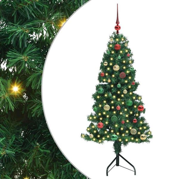 vidaXL Albero di Natale Artificiale Angolare con 150 LED Verde 150 cm