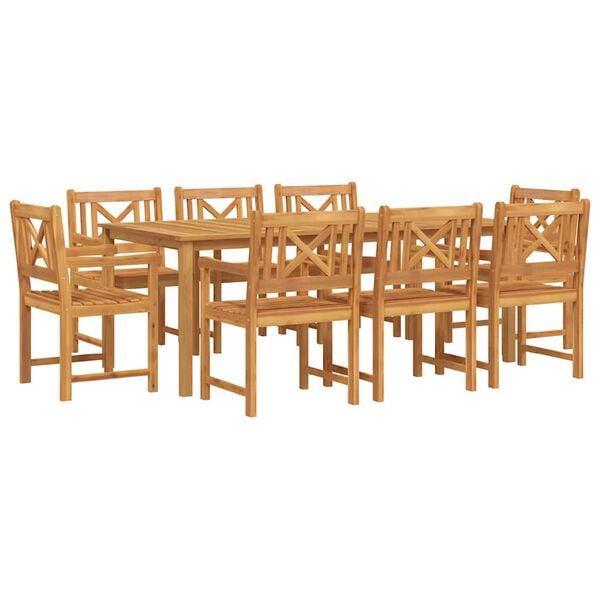 vidaXL Set da Pranzo per Giardino 9 pcs Marrone