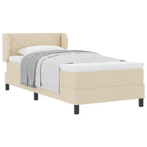 vidaXL Letto a molle con materasso Crema 90 x 190 cm Tessuto
