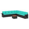vidaXL Set Divani da Giardino 10 pz con Cuscini Nero in Polyrattan