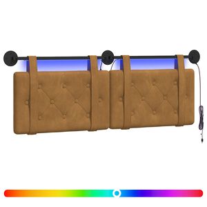 vidaXL Testiera sospesa Con luce LED Marrone Velluto