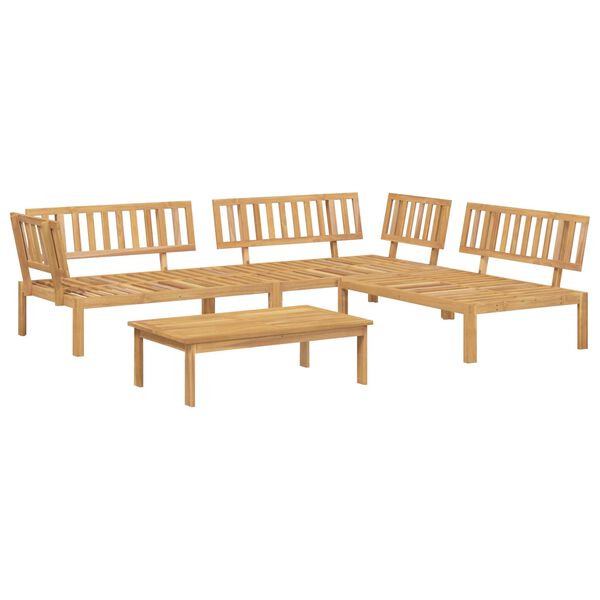 vidaXL Set di divani con cuscino 4 pcs Crema Legno di Acacia Massello