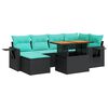 vidaXL Set Divani da Giardino con Cuscini 7pz Nero Polyrattan