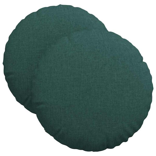 vidaXL Cuscini per Seduta 2 pcs Verde Scuro &Oslash;40 x 13 cm Tessuto