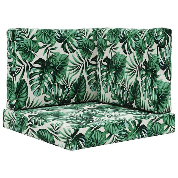 vidaXL Cuscino per divano da esterno 3 pcs Motivo Foglia Poliestere