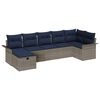 vidaXL Set Divano da Giardino 7 pcs Grigio e Blu Navy polyrattan