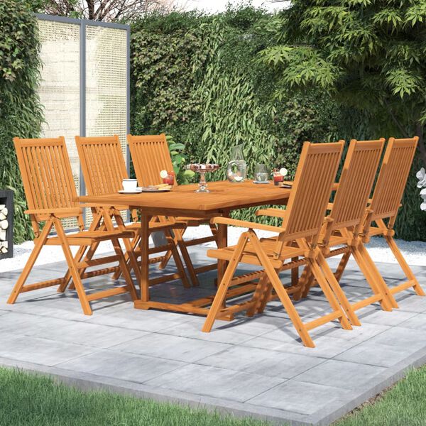 vidaXL Set Mobili da Pranzo da Giardino 7 pz Legno Massello di Acacia 150-200 cm