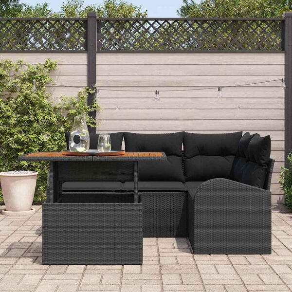 vidaXL Set Divano da Giardino con cuscino 5 pcs Nero